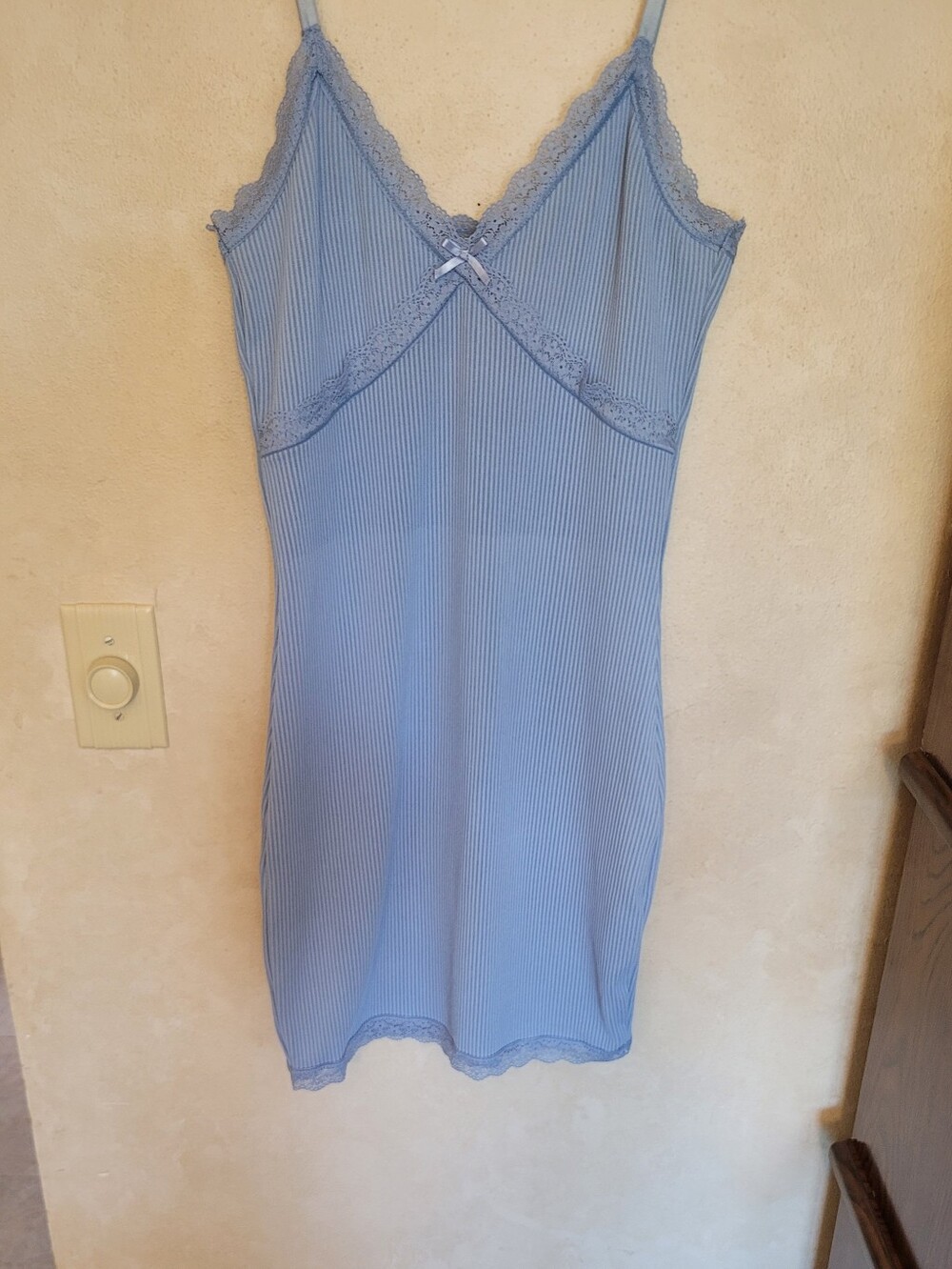 H&M Slip Dress Light Blue Lace Trim